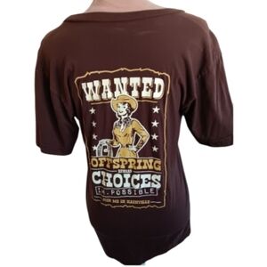 American Apparel ~ Brown Western “Wanted” Graphic V-Neck Tee (S)
